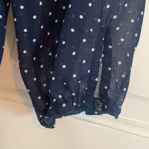 Abercrombie & Fitch Navy and White Polka Dot Top Medium - Picture 6 of 9